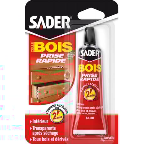 Sader colle bois prise rapide 55ml tube sous blister