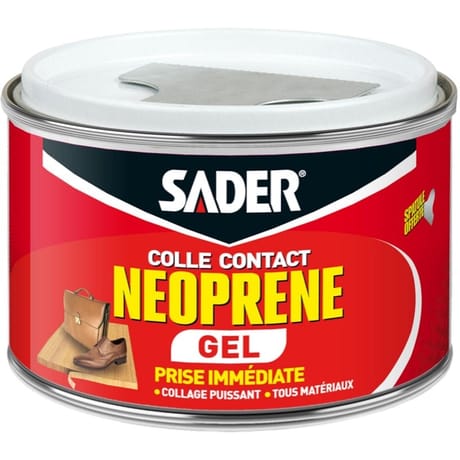 Sader colle contact néoprene gel 250ml boite métal avec spatule