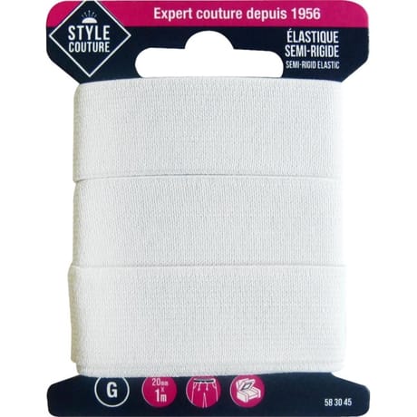 Style couture élastique semi-rigide 20mm x 1m