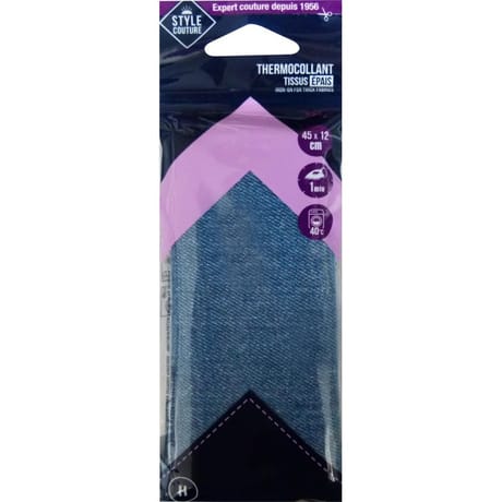 Thermocollant jean clair 45cm x 12cm Style couture