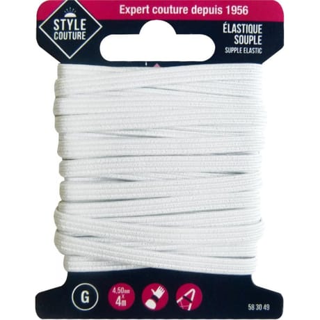 Elastique souple 4,5mm x 4m blanc Style couture
