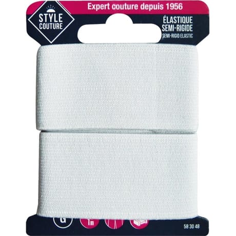 Elastique semi-rigide 30mm x 1m blanc Style couture