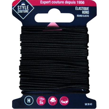 Style couture élastique rond 8m noir