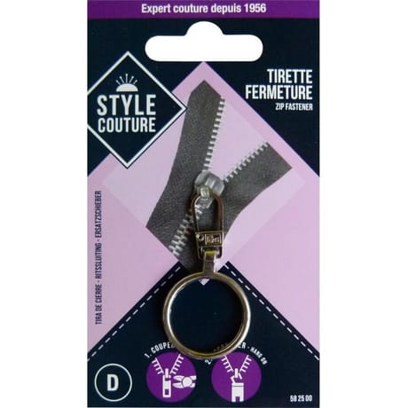 Tirette fermeture adulte Style couture