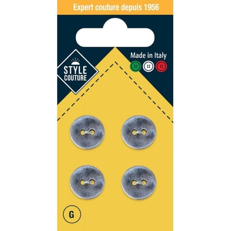Boutons argent 14mm x4 Style Couture