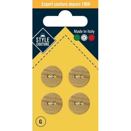 Boutons wood 15mm x4 Style Couture