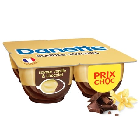 Danette saveur vanille chocolat 4x125g prix choc