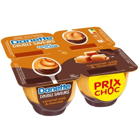 Danette crème dessert caramel salé chocolat 4x125g prix choc