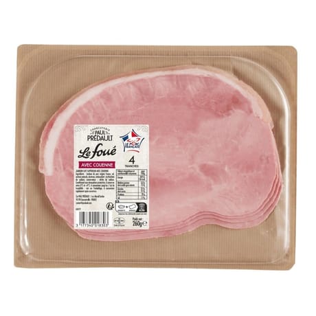 Jambon le foue avec couenne 4 tranches soit 260g