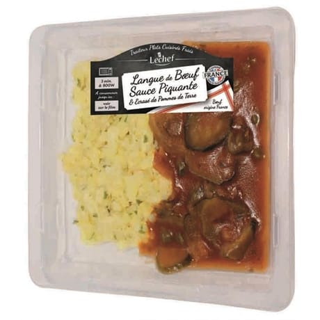 Langue de boeuf sauce piquante écrasé pommes de terre premium 300g