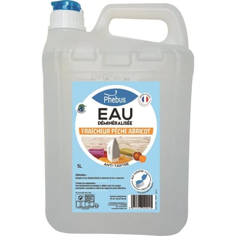 Phébus eau déminéralisée avec bec verseur "pêche/abricot" 5 litres
