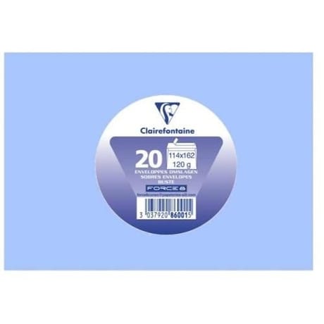 Clairefontaine 20 enveloppes 11.4x16.2 cm bleu lavande