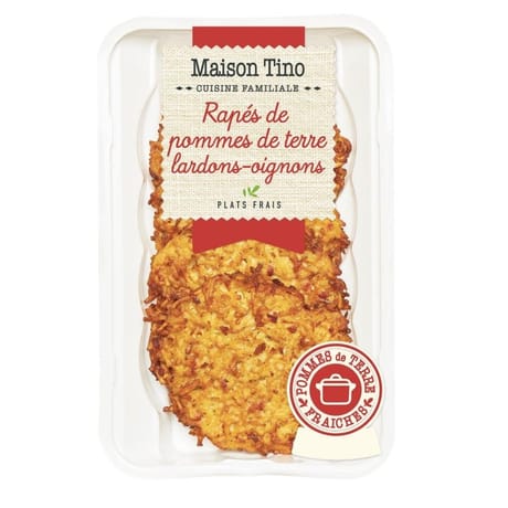 Râpés de pommes de terre lardons et oignons 110gx4 maison tino