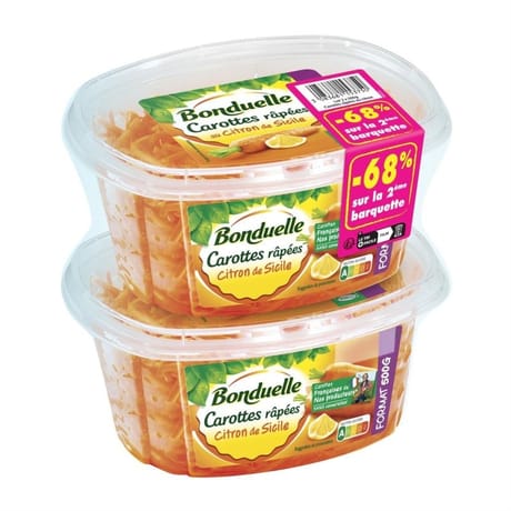 Bonduelle salade carottes rapées citon de Sicile lot de 2 x 500g