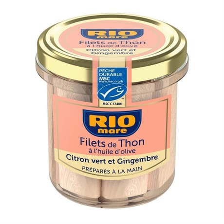Rio mare filets de thon MSC a l'huile d'olive citron vert et gingembre - 130g