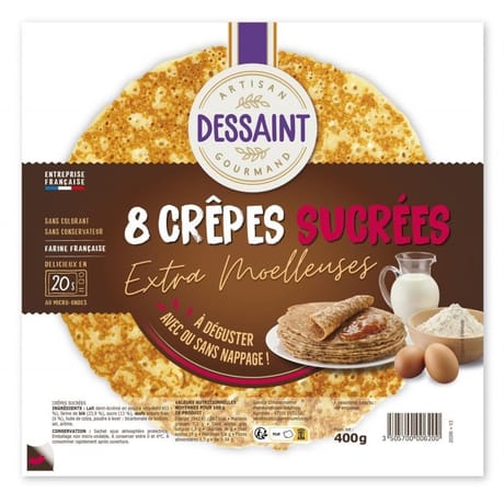 Dessaint traiteur crêpes sucrées parfum vanille x8 400g