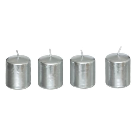 Bougies votives satin argent x4