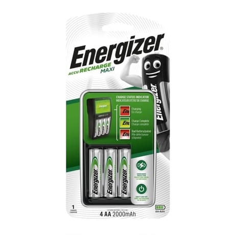 Energizer maxi chargeur + 4 piles rechargeables AA 2000 mAh déjà chargées