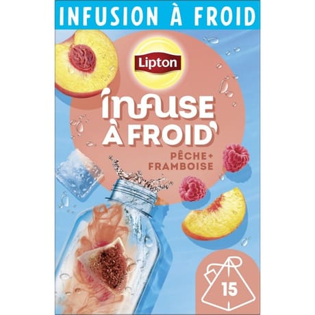 Lipton infuse à froid pêche framboise x15 35g