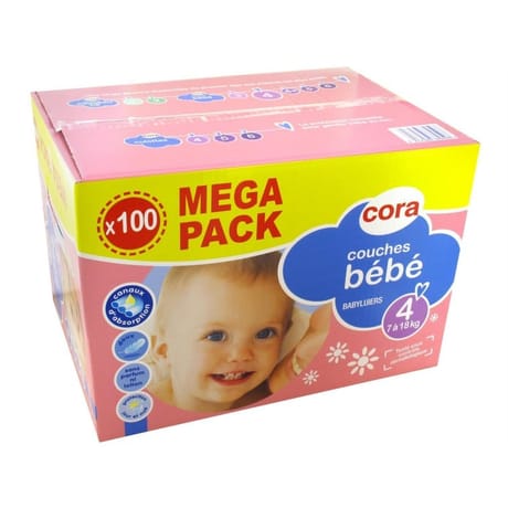 Cora baby couches bébé taille 4 (7 à 18kg) mega pack x100