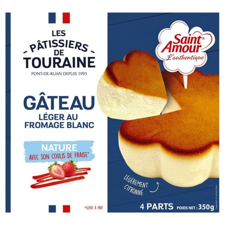 St amour gâteau au fromage blanc au gout légèrement citronné avec coulis fraise 350g