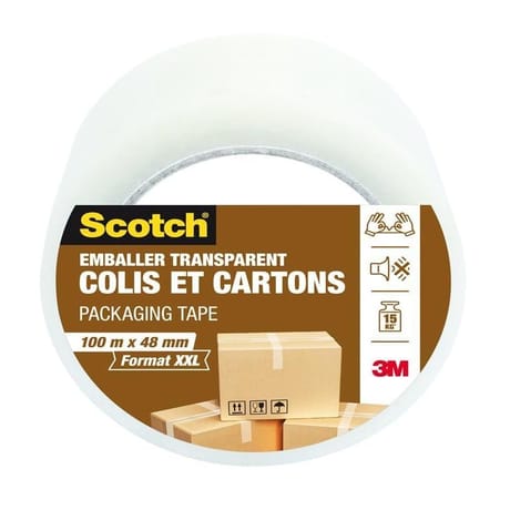 Scotch emballer colis et cartons transparent 100mX48mm