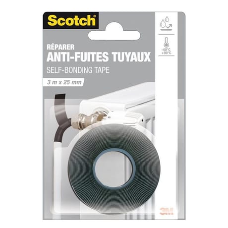 Scotch réparer anti fuites noir 3mX25mm