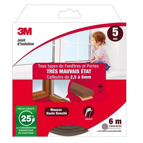 3M joint d'isolation "très mauvais état" marron 2 x 3 mètres