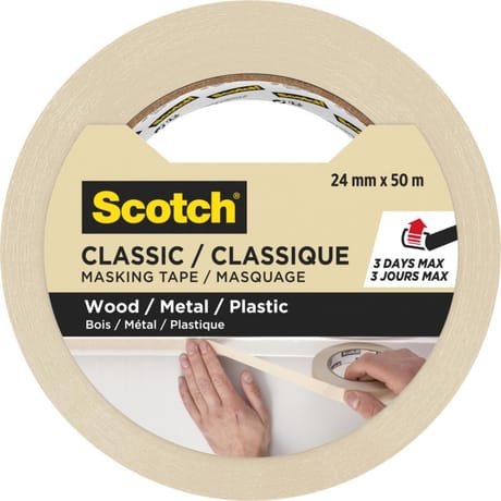 RUBAN DE MASQUAGE SCOTCH LIGNES DROITES CLASSIC BEIGE 50MX24MM