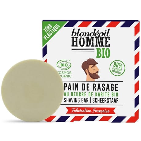 Blondépil homme bio pain de rasage solide karité bio 55 ml