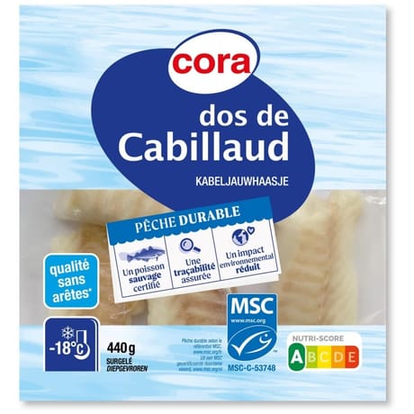 Cora dos de cabillaud msc 440g