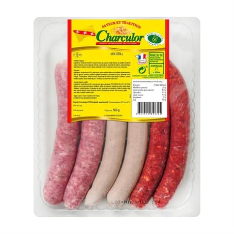 Charculor saucisses à griller mix grill 500g