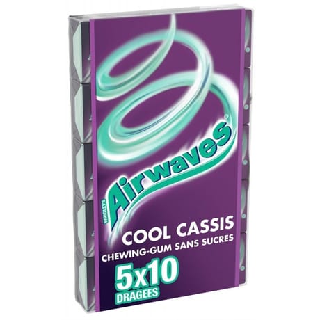 Airwaves chewing-gum sans sucres cool cassis 5x10 - 70g