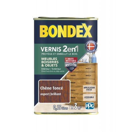 Bondex vernis bois chêne foncé brillant 0.25l