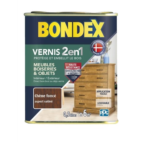 Bondex vernis bois chêne foncé satin 0.5l