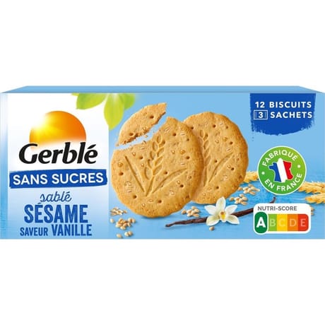 Gerblé biscuits sésame saveur vanille sans sucres 132g