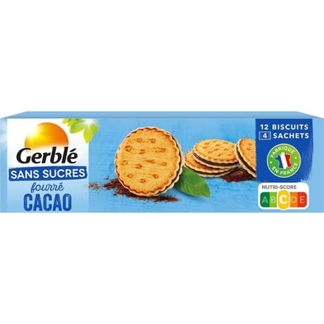 Gerblé fourré cacao sans sucre 185G