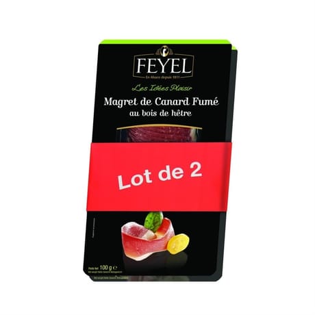 Feyel magret de canard fumé prétranché lot de 2x100g