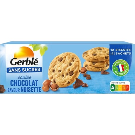 Gerblé cookies pépites chocolat noisettes sans sucres ajoutés 130g