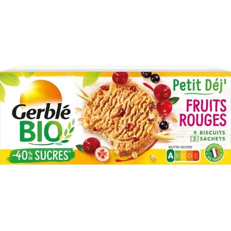 Gerblé bio biscuit petit déj fruits rouges bio 132g