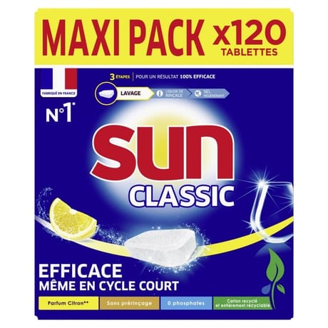 Sun tablette lave vaisselle citron 120 lavages