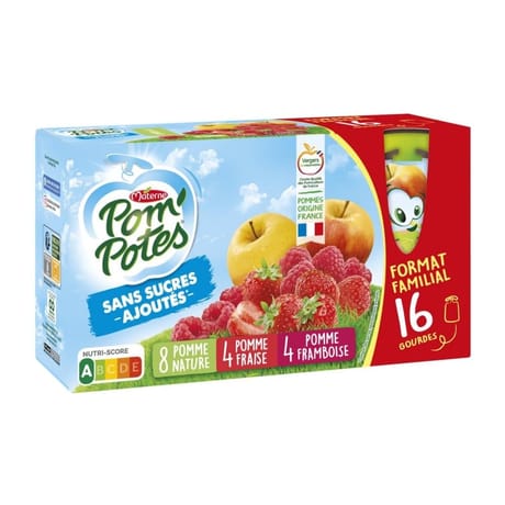 Pom'potes materne ssa 8 pomme 4 pomme fraise 4 pomme framboise 16x90g-1440g