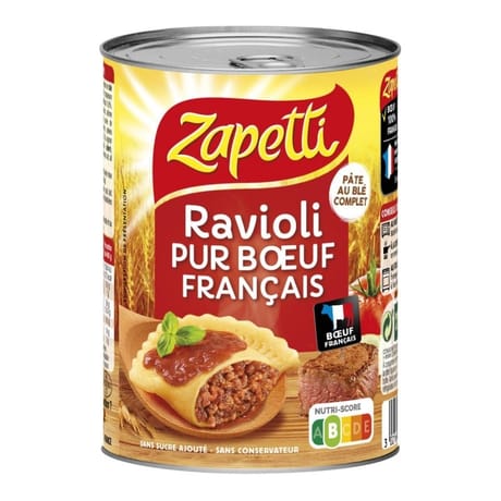 Zapetti ravioli pur boeuf francais au blé complet - plat cuisiné 400g