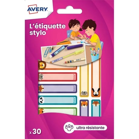 Avery - 30 étiquettes stylos s 50X10 mm animaux