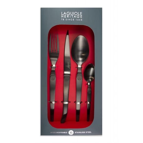 Laguiole ménagère 16 pièces intuition pvd noir mat