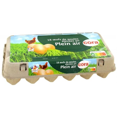 Cora 18 oeufs calibre petit poules élevées en plein air n°1