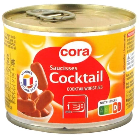 Cora saucisses cocktail natures boîte 1/4 120g