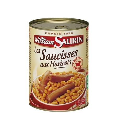 William saurin saucisses aux haricots - plat cuisiné 420g