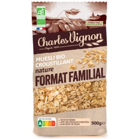 Charles vignon muesli croustillant nature bio 900g