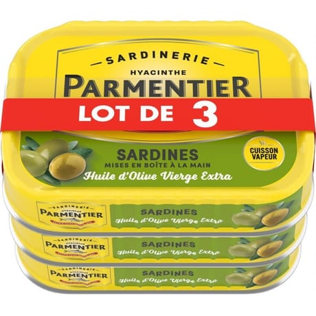 Parmentier sardines huile d'olive lot 135gx3 405g